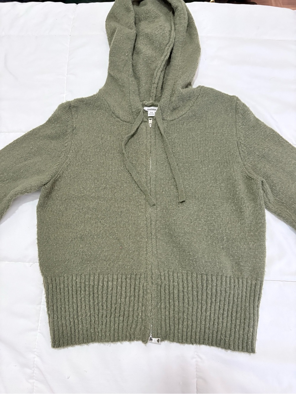 Garage Olive Zip-Up Hooded Sweater